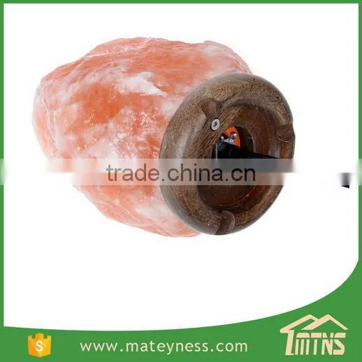 Wood Base Natural Crystal Himalayan Rock Salt Lamp photo-4