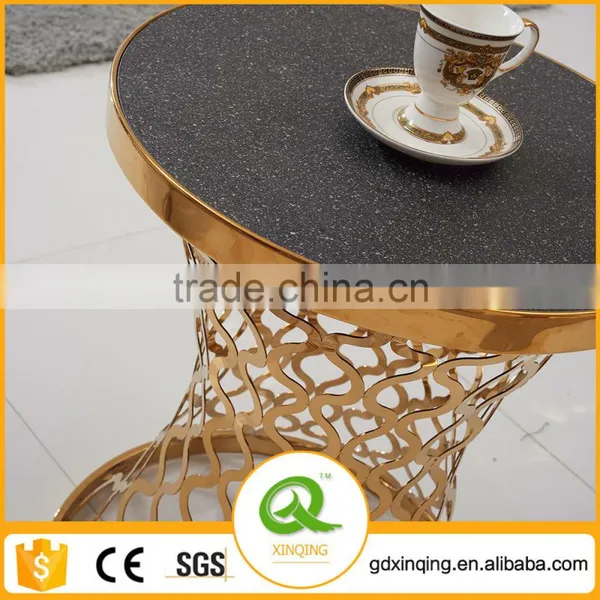 D404 Home Furniture Round Marble Rose Gold Side Table photo-2