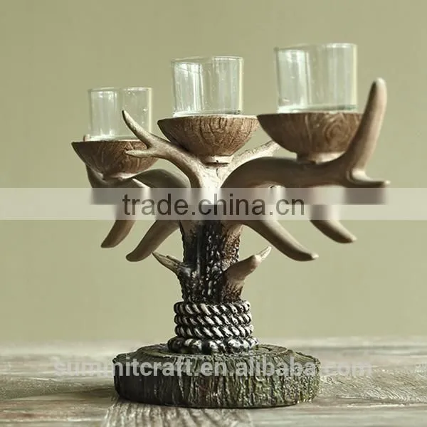 Home Goods Antiques Resin Deer Antler Old Fashioned Candle Holder photo-2