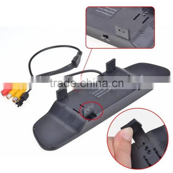 2016 4.3" LCD 4 Parking Sensors Camera Car Rearview Mirror Reverse Radar System photo-2