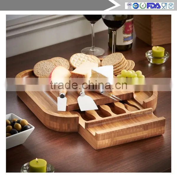 Manufacturers Selling 100% Organic Bamboo Cheese Board and Four Slices of Knife photo-2