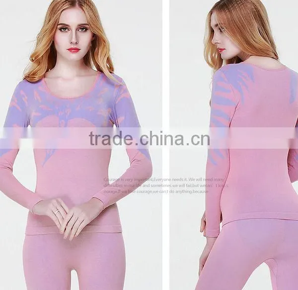 Custom 2016 Cheap New Female Ms Women Fashion Sey Beauty Care Thin Seamless Thermal Underwear Set Body Shaping Autumn Winter Lon photo-3