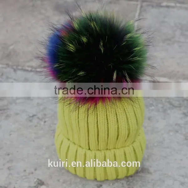 Wholesale Beanie Hats With Raccoon Fur Ball for Lady photo-6
