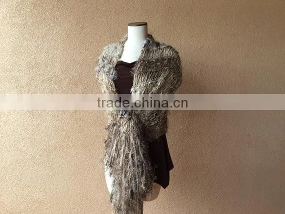 Blanket Scarf Style of Warm Shawl, Large Shawl, Beige Shawl Hand Knit for Women With Black, Ivory Off White, Taupe Shawl, Fring photo-3