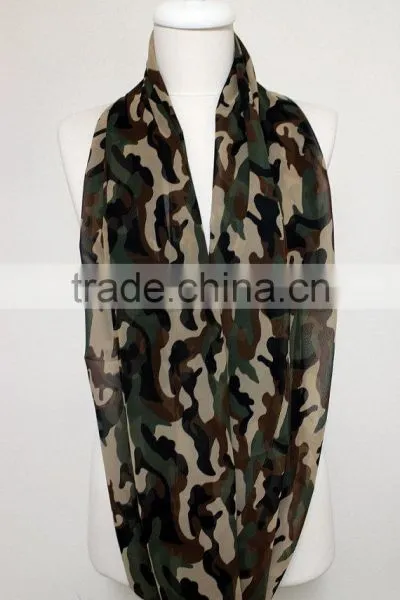 Camouflage Pattern Chiffon Infinity Scarf, Circle Scarf, Long Scarf, Summer Scarf, Gift Ideas For Her Women Fashion Accessories photo-5