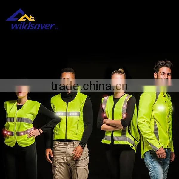100% Polyester 3m Reflective LED Yellow Green Flashing Led Safety Vest photo-5