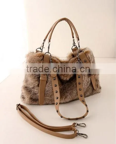 Fashion Simple Casual Style Solid Fur Chain Women Handbags photo-4