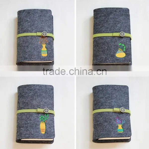 Novel Logo Custom Felt Cover With Embroidery Spiral Binding Dairy Notebook With Button photo-2