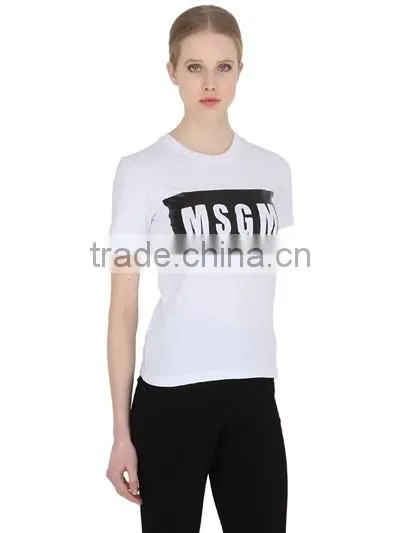 Custom Fashion White Printed T-Shirts Cotton/polyester Girls Fashion White Printed T-Shirts Short Sleeve Slim T Shirts for Women photo-5