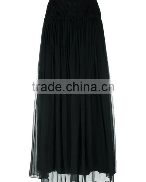 Custom Women 100% Silk Black Pleated Skirts,Fashion Summer Clothes Silk Pleated Skirts For Women photo-2