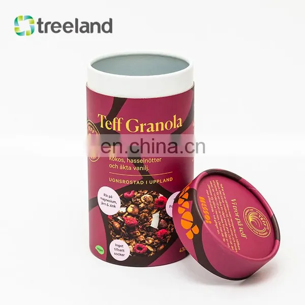 Bio-friendly Paper Tube Packaging for Granola Custom Cereal Packaging Food Grade Cylinder Canister photo-2
