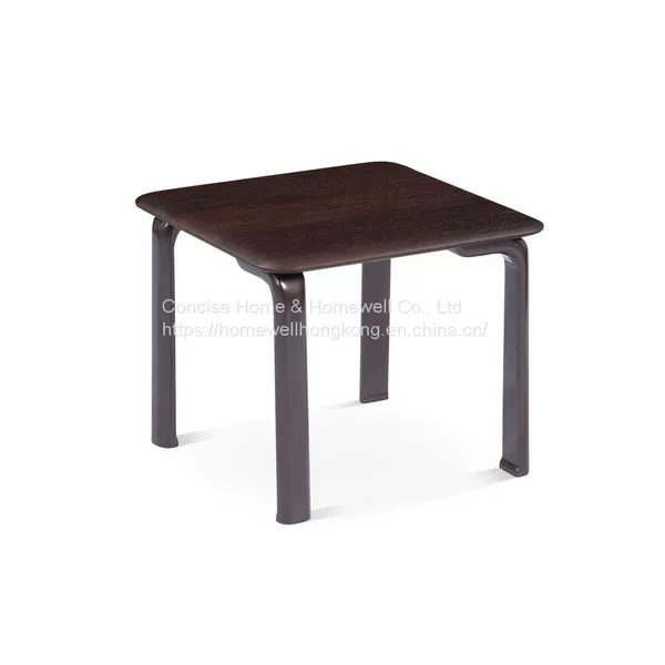 Concise Home LT1608-1 Modern Wooden and Glass Top Metal Legs Square Coffee Table