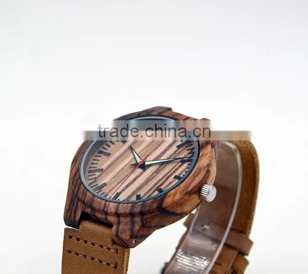 Hot Sale Cheap Wooden Watch Leather Strap Watch Mens Watches Natural Wooden Wrist Watch for Men or Women photo-4