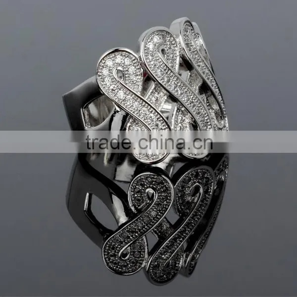 Luxury Design Jewelry Quality Zircon Crystal Pave Setting 8 Shape Party Ring photo-4