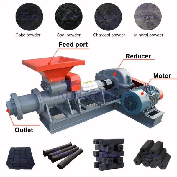 Small Scale Charcoal Briquette Making Machine Compressed Coal Industry Machines Automatic Extruder Production Line photo-2