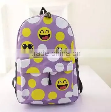 Free Sample Emoji Backpack/emoji Nal qq Smile Face Canvas Daypack Backpack Cool Cute Emoji Backpack Cool Kids School Backpack photo-2
