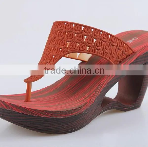 2015 Retro Style Wedges Slippers Waterproof Slippers Wooden Bottom Slippers photo-4