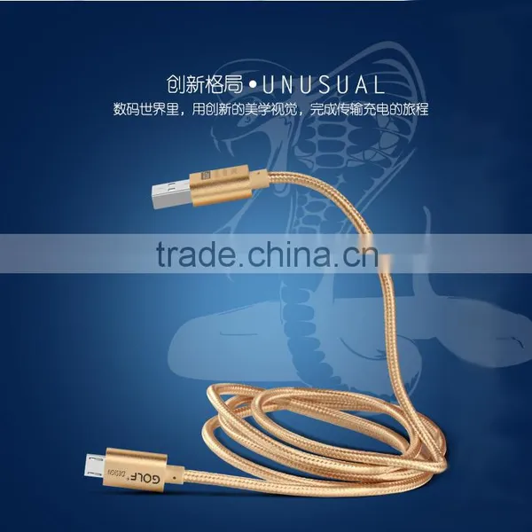 Original GOLF 3M Metal Nylon Weave Micro USB 2.1A Fast Sync And Charge Cable for Android Mobile Phone photo-4