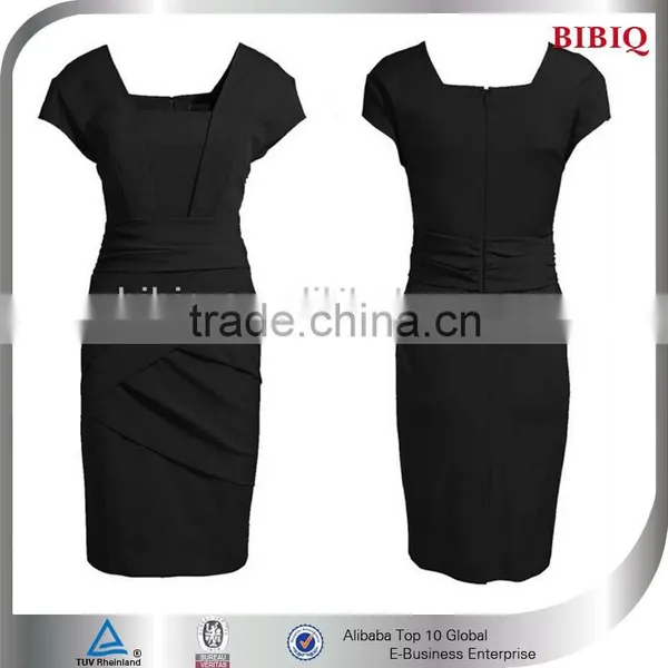 2014 New Women Trendy Cap Sleeve Solid Elegant Bodycon Peplum Formal Dresses.