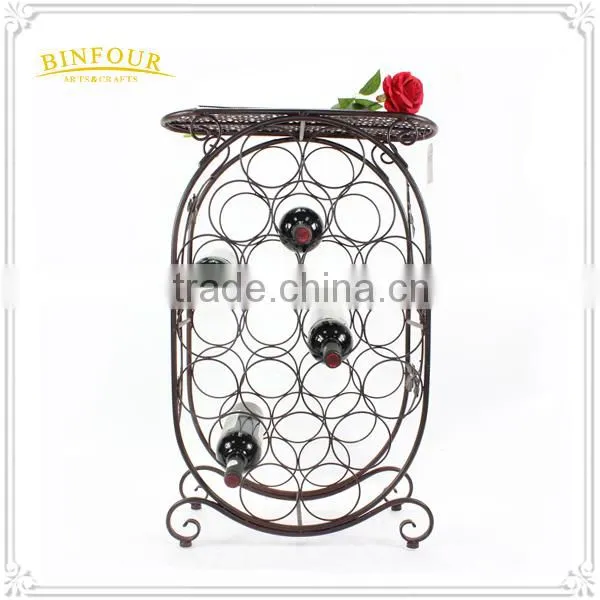 Antique Style Black Metal Wine Rack Wine Shelf Home Furniture photo-5