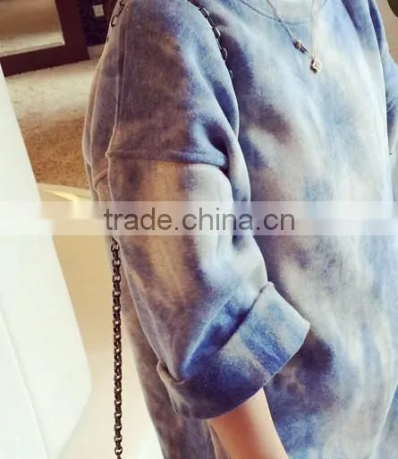 2015 Autumn Cashmere Soft and Long Sections Gradient Tie Dye Hoodie photo-4
