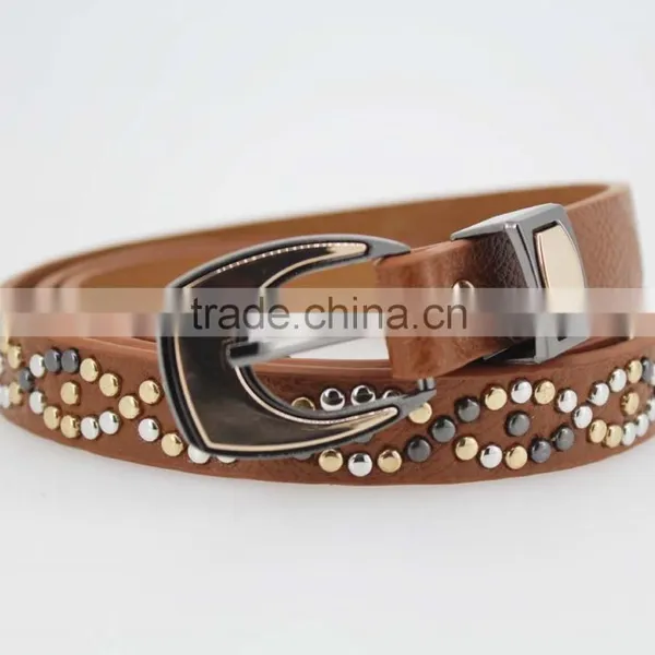 2015 Women's Fashion Beads Belt With Leather Belt With High Quality Leather in YiWu photo-2