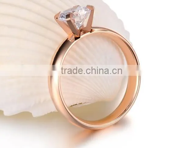 Fashion Rose Gold Titanium Steel Crystal Ring for Women Titanium Jewelry photo-4