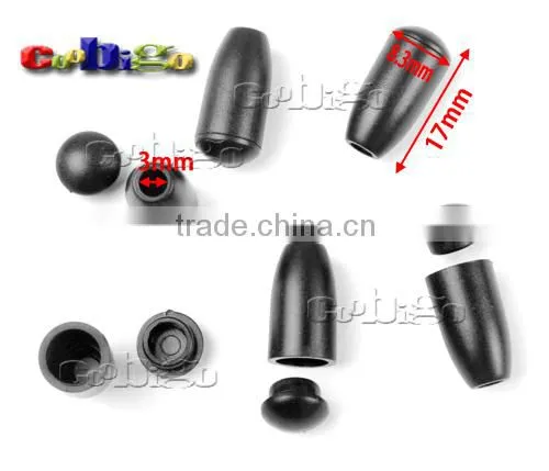 1/8"(3mm) Plastic Detachable Bell Stopper With Lid Cap Cord Ends For Apparel Sportwear Accessories #FLS209-B