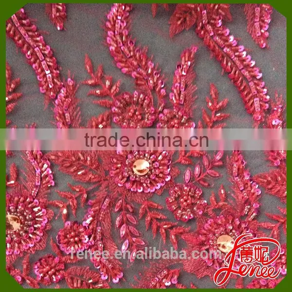 Famous Textile Supplier 100% Polyester Sequined Embroidery Fabric photo-5