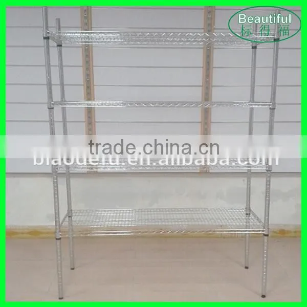Chrome Metal 4 Layers Storage Rack Supermarket Goods Shelf
