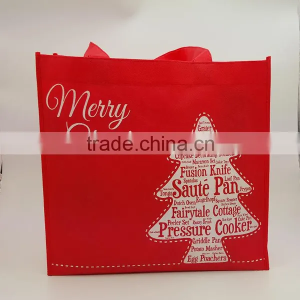 Merry Chrismas Red Non Woven Bag photo-2