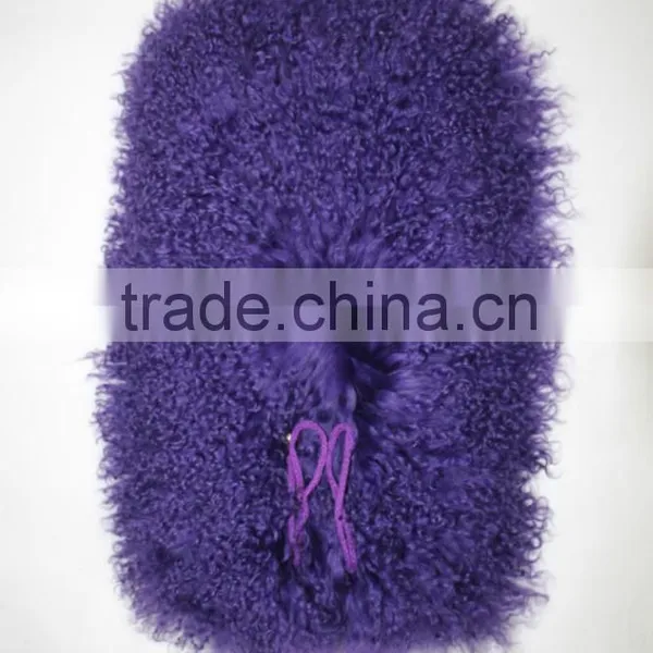 Purple Designer Style Real Mongolian Lamb Fur Leg Warmers photo-2