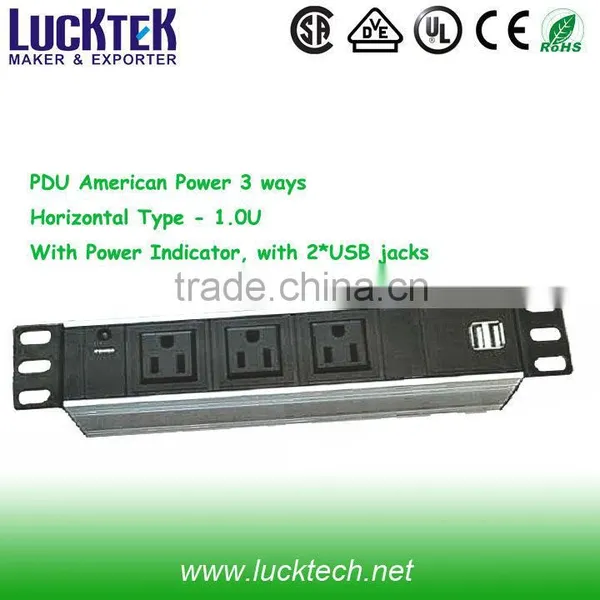 American power distribution unit with USB jacks