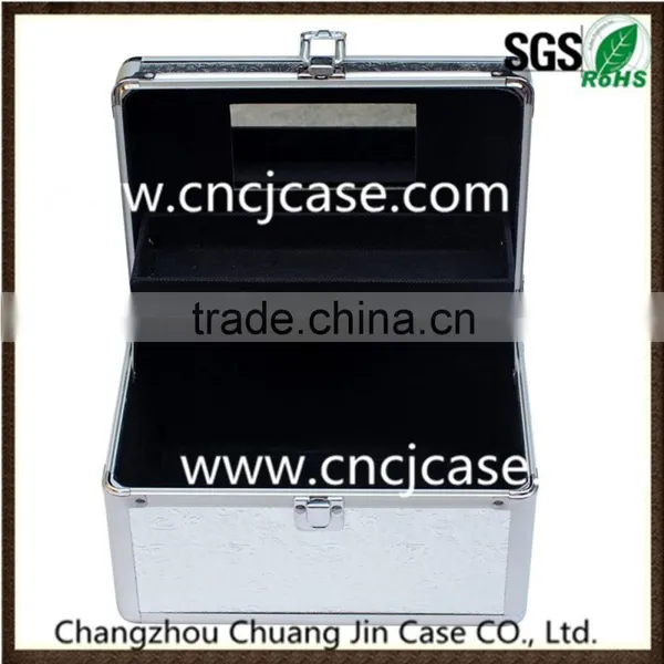 Silver beauty hard vanity case with mirror professional aluminum makeup case,comestic case