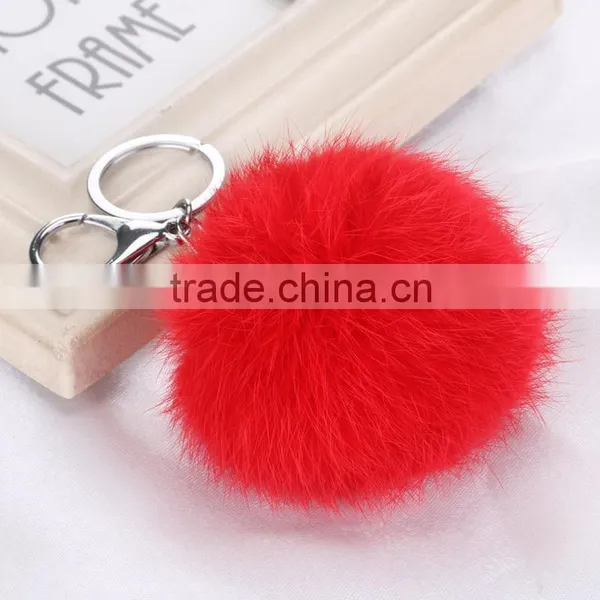 Fluffy Ball Pompom Fur Keychain Cute Keychains Rabbit Fur Ball Key Chain For Car Key Ring Bag photo-5