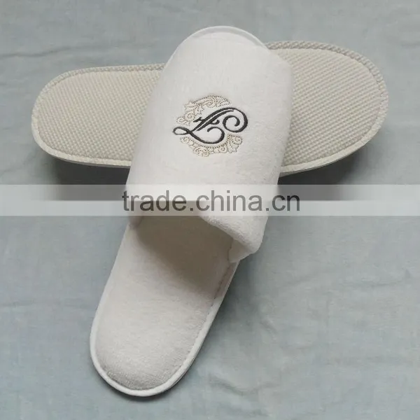High Quality New Design Cotton Velour Open Toe Hotel Slipper