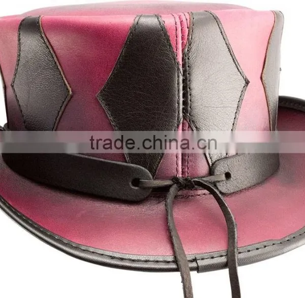 Steampunk QUINN Genuine Cowhide Leather Top Hat 2 Colors photo-3