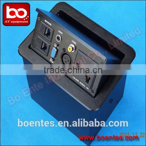 Tabletop Hydraulic Pop Up Power Socket Box With Aluminum Drawing Panel for Office AV Power Solutions photo-4