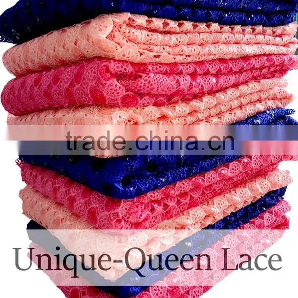 2016 High Quality African Guipure Lace Fabric With Stones /african Cord Laces With Sequins/sequins Guipure Lace photo-4