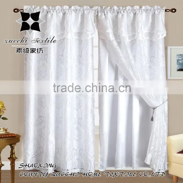 100% Polyester Satin Lining and Organza Jacquard Curtain Panel photo-3