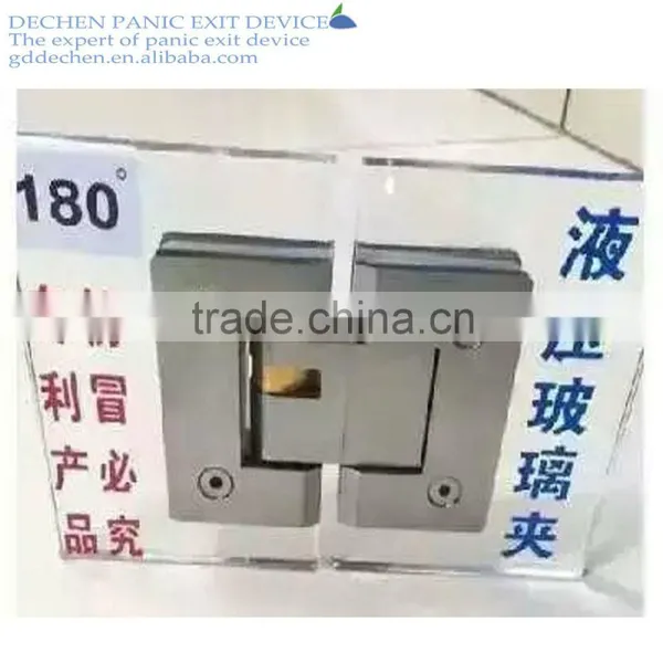 HOT SALE 180 Degree Automatic Closing Glass Door Clamp /Die Casting Stainless Steel Tempered Glass Hinge
