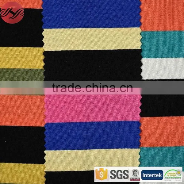 Auto Stripe Yarn Dyed Rayon Viscose Lycra Single Jersey Fabric photo-3
