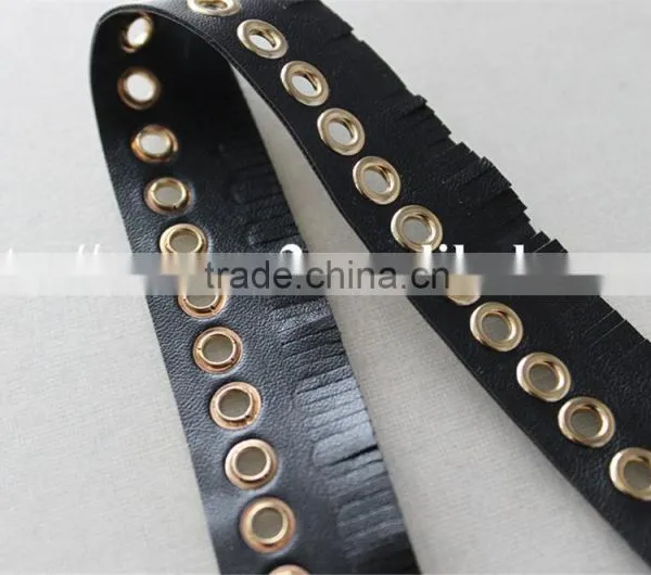 New Design With Light Gold Metal Eyelet Handwork Tassel Lace Trim for Sale photo-4