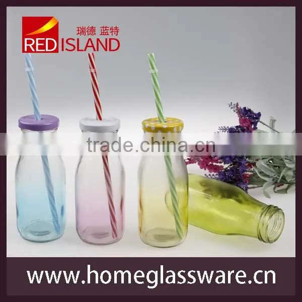 Small Glass Milk Bottle Juice Bottle 11oz photo-4