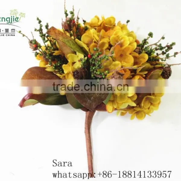 Artificail Yellow Long Stem Flowers Artificial Hydrangea Flower photo-6