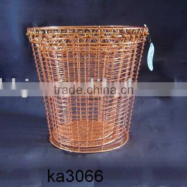 Cuprous Iron Wire Foldable Storage Crap Basket