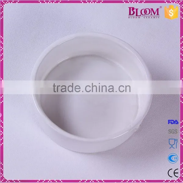 White Glazed Round Ceramic Pet Food Bowl photo-5