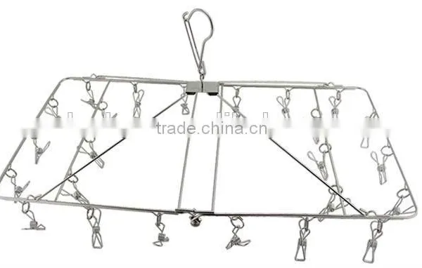 Stainless Steel Metal Clothes Hanger Socks Hanger Folding Drying Rack Hanger photo-2