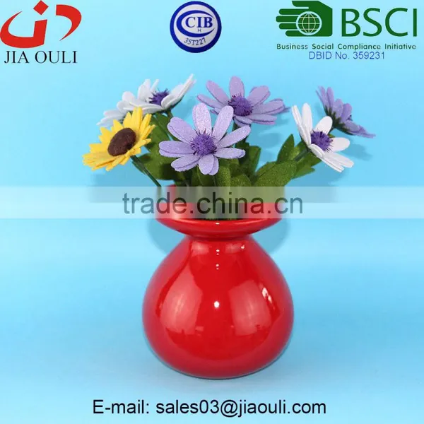 Glazed Red Ceramic Vase Centerpieces for Wedding Table photo-3