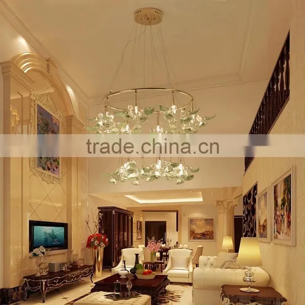 Royal Exquisite Handmade Porcelain and Crystal Green Floral Chandelier for Dining Room BF12-04284b photo-6